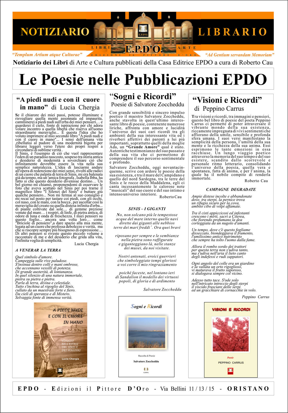 Notiziario Librairio Poesie EPDO Oristano